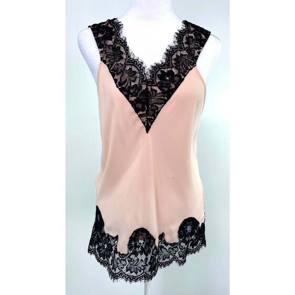 Chelsea 28 Women's Lace Trim Camisole Soft Pink Apricot & Black Size Small